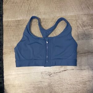 Athleta Blue Racerback Sports Bra with Front Closure